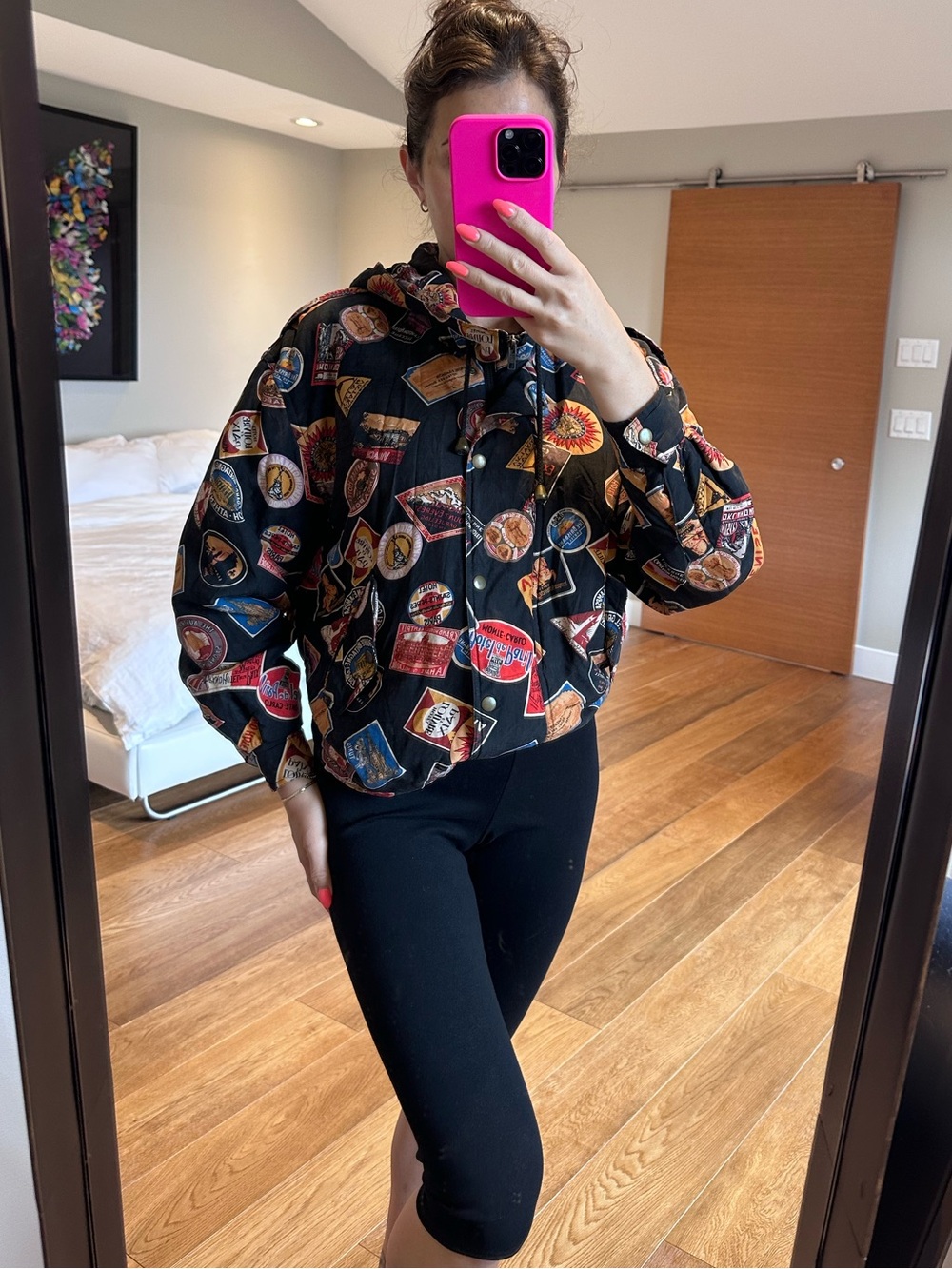 Vintage 100% silk Bomber Jacket with Hood